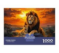 Rompecabezas para Adolescentes De 1000 Piezas Lion Family Sunset Landscape Rompecabezas para Adultos Juego De Ingenio para Mejorar La Memoria Actividades Divertidas En Casa 52x38cm/1000pcs