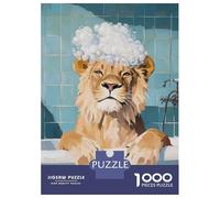 Rompecabezas para Adolescentes De 1000 Piezas Lion in A Bath Rompecabezas para Adultos Juguete Decoración De Pared Regalo De Cumpleaños Juego Desafiante Regalos 38x26cm/1000pcs