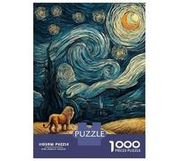 Rompecabezas para Adolescentes De 1000 Piezas Lion in Starry Night Style Rompecabezas para Adultos Juegos Relajantes Mejora La Memoria Desafiante De Completar 70x50cm/1000pcs