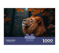 Rompecabezas para Adolescentes De 1000 Piezas Lion Looking Up in Autumn Forest Rompecabezas para Adultos Juego De Ingenio Regalos para Mujeres Desafiante De Completar 52x38cm/1000pcs