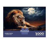 Rompecabezas para Adolescentes De 1000 Piezas Lion on A Moonlight Night Rompecabezas para Adultos Juguetes Antiestrés Decoración De Pared Actividades Divertidas En Casa 52x38cm/1000pcs