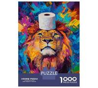 Rompecabezas para Adolescentes De 1000 Piezas Lion with Toilet Paper Crown Rompecabezas Juguetes Antiestrés Corte De Precisión Cumpleaños 38x26cm/1000pcs
