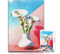 Rompecabezas para Adolescentes de 1000 Piezas: Lirios de Cala en un jarrón Disfrute de Horas de Tranquilidad y Tranquilidad Juguete Artesanal Duradero y de Corte Limpio Tamaño 38x52cm