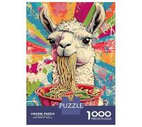 Rompecabezas para Adolescentes De 1000 Piezas Llama Eating Ramen Japan Retro Rompecabezas para Adolescentes Juegos Relajantes para La Diversión Familiar Juego Desafiante Regalos 70x50cm/1000pcs