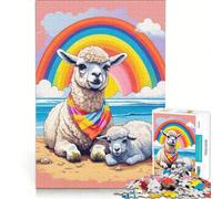 Rompecabezas para Adolescentes de 1000 Piezas Llama en la Playa Juguetes para armar interacción Entre Padres e Hijos cumpleaños y Navidad 50x75cm