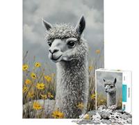 Rompecabezas para Adolescentes de 1000 Piezas Llama Entre Flores Amarillas Rompecabezas para Adultos Ideal para Pasar el Tiempo en casa Un Reto Educativo Diversión Familiar y Noches de Juegos 38x52cm