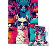 Rompecabezas para Adolescentes de 1000 Piezas Llamas geniales con Gafas de Sol Rompecabezas para Adultos Juego práctico Una Obra de Arte Interacción Entre Padres e Hijos (tamaño 50x75cm)