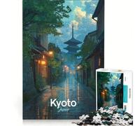 Rompecabezas para Adolescentes de 1000 Piezas Lluvia en Las Calles de Kioto, Japón Juguete antiestrés Un Reto difícil Fortalece el Amor Entre Parejas 38x52cm
