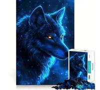 Rompecabezas para Adolescentes de 1000 Piezas,Lobo Azul Que Resalta,Arte de Borde Exacto,Juego de Concentración,Regalo,Juego para Momentos Acogedores,Arte de Escena Navideña 50x75cm