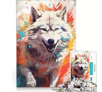 Rompecabezas para Adolescentes de 1000 Piezas Lobo Blanco Feliz, Juegos relajantes, Actividades Divertidas para Hacer en casa, Juego con un diseño Precioso 50x75cm