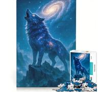 Rompecabezas para Adolescentes de 1000 Piezas: Lobo Celestial Aullando a la Galaxia, Juguetes antiestrés, Carrera de Velocidad Manual, para Mejorar el Amor Entre Parejas 50x75cm