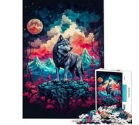 Rompecabezas para Adolescentes de 1000 Piezas Lobo con mugido Completo Diversión en casa decoración del hogar Juegos Divertidos para Mayores de 14 años (38x26cm)