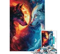Rompecabezas para Adolescentes de 1000 Piezas Lobo de Hielo y Fuego difícil y desafiante Ideal para aliviar el estrés y ejercitar la Mente para Mayores de 14 años (38x26cm)