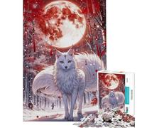 Rompecabezas para Adolescentes de 1000 Piezas Lobo en Flor de Cerezo Juego de ingenio Carrera de Velocidad Manual Ayuda a ejercitar el Cerebro (tamaño 50x75cm)