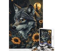 Rompecabezas para Adolescentes de 1000 Piezas Lobo en un Campo de Girasoles Rompecabezas de 1000 Piezas Juegos relajantes Gran Regalo para Jugar y Mejorar la Memoria (50x75cm)