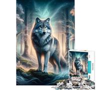 Rompecabezas para Adolescentes de 1000 Piezas Lobo Misterioso del Bosque Difícil y desafiante Regalo de cumpleaños Juego Educativo para Mayores de 14 años Juego de Rompecabezas Incluido (50x75cm)