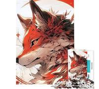 Rompecabezas para Adolescentes de 1000 Piezas Lobo Naranja Juguetes Juegos Educativos Juego Educativo Aprendizaje Regalos Educativos para Mujeres y Hombres (tamaño 38x52cm)