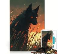 Rompecabezas para Adolescentes de 1000 Piezas Lobo Negro con Ojos Brillantes,diseño de Borde Premium,Juego de concentración Mental,diversión para el Tiempo Libre,Regalo artístico de Navidad 38x52cm