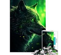 Rompecabezas para Adolescentes de 1000 Piezas Lobo Negro con Ojos Verdes Juguete Intelectual Juego de ingenio Juego difícil Gran Regalo para los Amantes de los Juegos (tamaño 50x75cm)