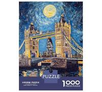 Rompecabezas para Adolescentes De 1000 Piezas London Bridge Under Moonlight Rompecabezas para Adultos Juego De Ingenio para Mejorar La Memoria Actividades Divertidas En Casa 52x38cm/1000pcs