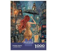Rompecabezas para Adolescentes De 1000 Piezas London Rainy Night Woman Rompecabezas para Adultos Juegos Relajantes Decoración Perfecta Cumpleaños Y Navidad 38x26cm/1000pcs