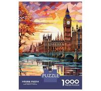 Rompecabezas para Adolescentes De 1000 Piezas London Sunset Art Print Rompecabezas para Adultos Juegos Relajantes Corte De Precisión Diversión En Casa Actividades, 52x38cm/1000pcs