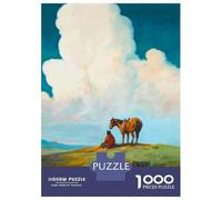 Rompecabezas para Adolescentes De 1000 Piezas Lone Indian with Horse Rompecabezas para Adultos Juegos Relajantes Regalos para Mujeres Ayuda A Ejercitar El Cerebro 38x26cm/1000pcs