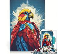 Rompecabezas para Adolescentes de 1000 Piezas Loro superhéroe Juguete Educativo para Mejorar la Memoria con póster y Hoja de Preguntas a Juego 38x52cm