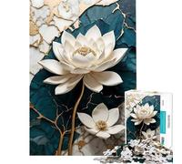 Rompecabezas para Adolescentes de 1000 Piezas Loto Blanco sobre Kintsugi Juguete Intelectual Juego Imposible decoración Perfecta Regalos para Mujeres y Hombres (tamaño 50x75cm)
