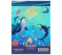 Rompecabezas para Adolescentes De 1000 Piezas Love Orcas and Coral Reef Rompecabezas para Adultos Juegos Relajantes para La Diversión Familiar 38x26cm/1000pcs