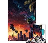 Rompecabezas para Adolescentes de 1000 Piezas Luces de la Ciudad al Atardecer Juguete Intelectual para Actividades educativas en Familia Regalo de cumpleaños (tamaño 50x75cm)
