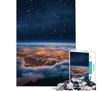 Rompecabezas para Adolescentes de 1000 Piezas Luces de la Ciudad sobre Las Nubes Difícil y desafiante Regalos para Mujeres Juegos Divertidos para Mayores de 14 años 38x26cm