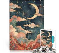 Rompecabezas para Adolescentes de 1000 Piezas Luna de ensueño Art Nouveau Diversión Familiar Adecuado para decoración de Escritorio. 52x38cm