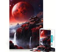 Rompecabezas para Adolescentes de 1000 Piezas Luna de Sangre en Japón,Arte de Borde Premium,Juego de concentración Mental,diversión para el Tiempo Libre,Regalo artístico de Navidad 38x52cm