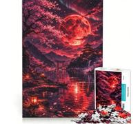 Rompecabezas para Adolescentes de 1000 Piezas: Luna de Sangre sobre el Valle de los cerezos en Flor, Juguete Educativo, decoración del hogar, cumpleaños 50x75cm