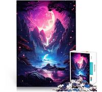 Rompecabezas para Adolescentes de 1000 Piezas Luna Llena sobre el Lago Juego Educativo Familiar con póster a Juego y Hoja de Trivia 38x26cm