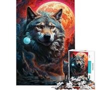 Rompecabezas para Adolescentes de 1000 Piezas Luna misteriosa Lobo Solitario Juego práctico Divertido y con Humor Regalo Ideal para Reducir el estrés (tamaño 50x75cm)