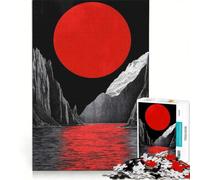Rompecabezas para Adolescentes de 1000 Piezas Luna Roja sobre Las Montañas Juguete Educativo para Mejorar la Memoria Incluye póster y Hoja de Preguntas a Juego 50x75cm