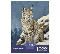 Rompecabezas para Adolescentes De 1000 Piezas Lynx in A Snowy Landscape Rompecabezas para Adultos Juego De Ingenio Aliviador del Estrés 38x26cm/1000pcs