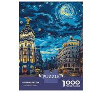 Rompecabezas para Adolescentes De 1000 Piezas Madrid Spain Cityscape Night Art Rompecabezas para Adultos Juguete Decoración De Pared Regalo De Cumpleaños Juego Desafiante Regalos 38x26cm/1000pcs