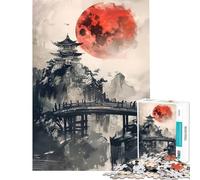 Rompecabezas para Adolescentes de 1000 Piezas Magia bajo la Luna roja Juego práctico y Educativo Juguete Ideal para desarrollar el Pensamiento lógico y el análisis (Tamaño 38x26cm)