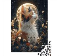 Rompecabezas para Adolescentes De 1000 Piezas Magical Moonlit Cat Garden Rompecabezas para Adultos Juguetes Antiestrés Decoración De Pared Interacción Entre Padres E Hijos 38x26cm/1000pcs