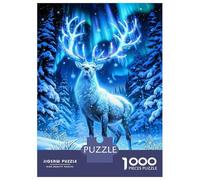 Rompecabezas para Adolescentes De 1000 Piezas Magical Reindeer Under Aurora Borealis Rompecabezas Juego De Ingenio Decoración Perfecta Regalos Y Cumpleaños Únicos 38x26cm/1000pcs