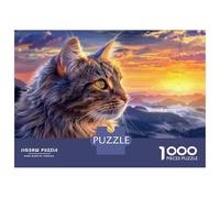 Rompecabezas para Adolescentes De 1000 Piezas Maine Coon Cat Sunset Landscape Rompecabezas para Adultos Juego De Ingenio Decoración De Pared Regalos para Reducir El Estrés 38x26cm/1000pcs