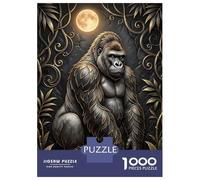 Rompecabezas para Adolescentes De 1000 Piezas Majestic Gorilla with Golden Accents Rompecabezas para Adultos Juegos Divertidos Decoración De Pared 52x38cm/1000pcs