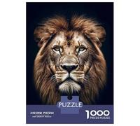 Rompecabezas Para Adolescentes De 1000 Piezas Majestic Lion Portrait on Black Background Rompecabezas Para Adultos Juguete Decoración De Pared Corte De Precisión Para Cumpleaños, Navidad 38x26cm/1000p