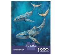 Rompecabezas para Adolescentes De 1000 Piezas Majestic Whales of Gold - Two Whales in Blue Rompecabezas para Adultos Juguete Decoración De Pared Desafío Difícil 38x26cm/1000pcs