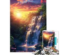 Rompecabezas para Adolescentes de 1000 Piezas Majestuosa Cascada al Atardecer Actividades Divertidas para Hacer en casa Decoración artística para el hogar Juegos educativos Apto para Mayores