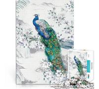 Rompecabezas para Adolescentes de 1000 Piezas majestuosa Soledad del Pavo Real Rompecabezas Toda la Familia. 38x26cm