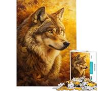 Rompecabezas para Adolescentes de 1000 Piezas Majestuosidad del Lobo de Otoño - Rompecabezas de precisión para Adolescentes - Difícil y desafiante - Juego de ingenio para Toda la Familia 38x26cm